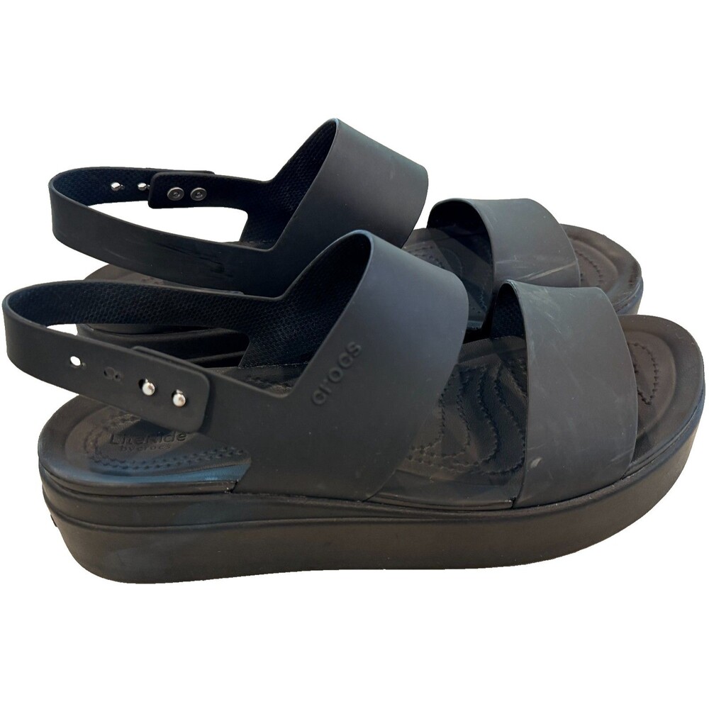 Crocs Brooklyn Low Wedge Platform Sandals Black Wmn Sz 10 Adjustable